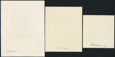 Karancsi Sándor: 3 db Ex libris. Vaknyomás, linó, papír, jelzettek