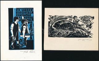 5 db jelzett magyar ex libris. Bordás Ferenc, Tóth Rózsa, Román Károly, Nagy László. klf technikák