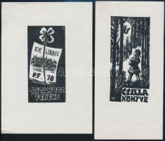 7 db különféle technikájú jelzett magyar ex libris / 7 Hungarianex libris bookplates. Different tech...