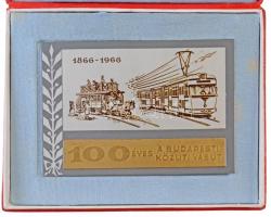 1966. 1866-1966. 100 éves a Budapesti Közúti Vasút fém plakett díszdobozban (69x100mm) T:1-