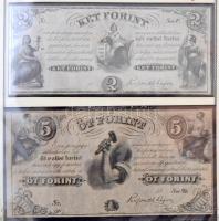 40db-os vegyes magyar bankjegy tétel, albumba rendezve, néhány bélyeggel és képeslappal kísérve, köz...