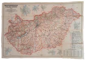 1949 Magyarország útállapot-térképe, Franklin Könyvkiadó, hajtott, néhány helyen ragasztott, 73×110 cm