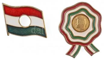 DN Kokárda festett fém jelvény (28x35mm) + Lyukas zászló zománcozott fém jelvény (30x22mm) T:1-