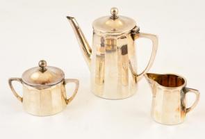 Quist mokkás készlet 6 személyre: tálca, kiöntő, tejkiöntő, 6 db üveg betétes fém csésze+alj, apró k...