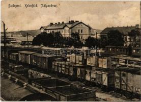 1934 Budapest XI. Kelenföld, pályaudvar, vasútállomás, vonatok (kisebb méret: 12,3 cm x 8,8 cm) (EK)