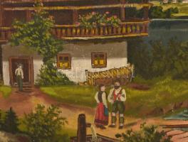 Barabás jelzéssel: Alpesi táj. Olaj, vászon, (lyukas), 67×98 cm