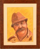 Czimra jelzéssel: Kalapos férfi portré. Pasztell, papír, keretben, 39×29 cm