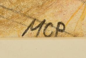 MCP jelzéssel: Nagyvárosi boltívek. Pasztell-szén, papír, üvegezett keretben, 29×39 cm