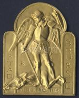 Belgium 1962. "Brüsszel- Van Acker aranylakodalom" dekoratív, aranyozott Br plakett T:2