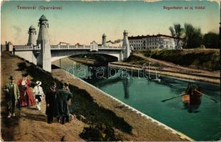 Temesvár, Timisoara; Gyárváros, Bega részlet és új híd. montázs / Fabrica, Bega riverside and new bridge. Montage