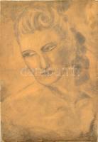Vaszary jelzéssel: Női portré. Szén, papír-karton (hibás), 45×31 cm