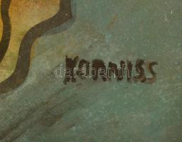 Korniss jelzéssel: Kompozíció. Olaj, farost, kopott, 51×41 cm