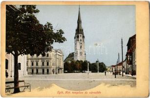 1912 Igló, Zipser Neudorf, Spisská Nová Ves; Katolikus templom, városház. Feitzinger Ede No. 701. / church, town hall