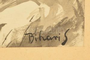 Bihari jelzéssel: Merengő. Lavírozott tus, papír, üvegezett keretben, 25×19 cm