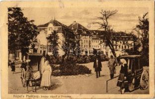 1924 Pöstyén, Piestany; Irmina kúpel a Thermia / Irma fürdő és Thermia szálló, infanteristák, betegszállítók / spa and hotel, infanterists (fa)