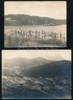 1917 Életképek a vlagyivosztoki hadifogolytáborból: 3 db fotó + 1 db a transzbajkáli vasútról küldöt...