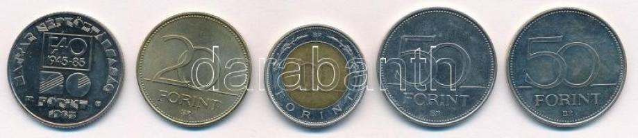 1985. 20Ft Cu-Ni "FAO IV." + 1994. 20Ft + 2002. 100Ft "Kossuth" + 2006. 50Ft Cu-...