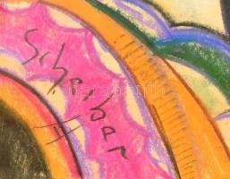 Scheiber jelzéssel: Kalapos női fej. Pasztell, papír, üvegezett keretben, 39×29 cm