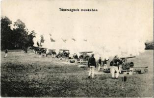 Tüzérségünk munkában / Hungarian artillery firing cannons