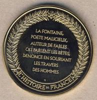Franciaország 1973. "Franciaország története-Jean de la Fontaine" aranyozott emlékérem T:B...