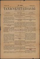 1919 Tanácsköztársaság, hivatalos lap 81. szám (júl. 2.), kis sérülésekkel, 2 p.