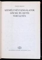 Ördög Ferenc: Személynévvizsgálatok Göcsej és Hetés területén. Akadémiai Kiadó, 1973. Egészvászon kö...
