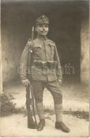 1918 Jászapáti, Molnár Menyhért katona teljes felszerelésben / WWI Hungarian soldier. photo