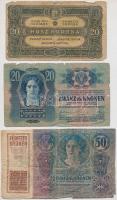 1913-1920. 10db-os vegyes magyar korona bankjegy tétel T:III-IV