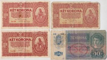 1913-1920. 10db-os vegyes magyar korona bankjegy tétel T:III-IV
