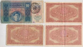 1913-1920. 10db-os vegyes magyar korona bankjegy tétel T:III-IV