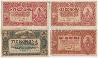 1913-1920. 10db-os vegyes magyar korona bankjegy tétel T:III-IV