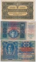 1913-1920. 10db-os vegyes magyar korona bankjegy tétel T:III-IV