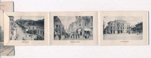 Győr, városháza. Leporellolap 10 képpel, közte a Schöpf István üzlete, Kazinczy utca