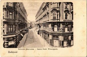 Budapest V. Belváros, Bécsi utca, Tottis és Kren üzlete az Északcsillaghoz, Hotel Budapest szálloda. Ganz Antal 179. (fl)