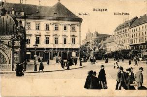 Budapest V. Deák tér, villamosok, üzletek, élővirág csarnok. M.T. és F.I. Koch Willy (fl)