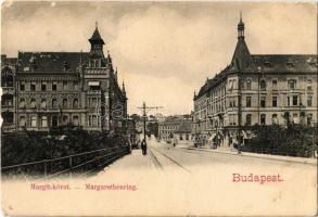 Budapest II. Margit körút, Margit Park kávéház, villamossín, háttérben a Rózsadomb (kopott sarkak / worn corners)