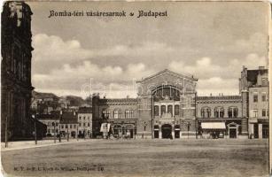 Budapest I. Bomba tér (ma Batthyány tér), Budai vásárcsarnok, Wirth Antal, Petz Ágoston, Schiller György üzlete, dohánybolt. M.T. és F.I. Koch és Warga 26. (kopott sarkak / worn corners)