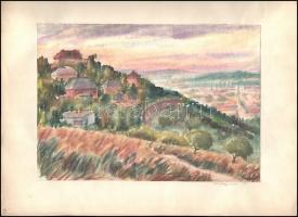 Sostarics Lajos (1896-1968): József hegyi részlet. Akvarell, papír, jelzett, 20,5×29,5 cm