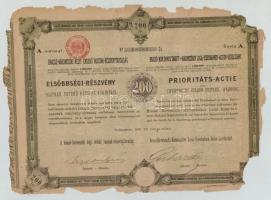 Budapest 1890. "Brassó-Háromszék Helyi Érdekű Vasutak-Részvénytársaság" elsőbbségi részvén...