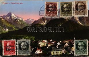 1920 Füssen, general view, mountains. TCV card