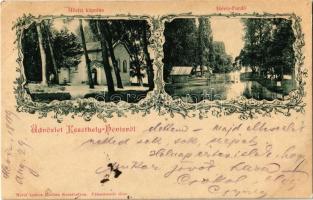 1899 Hévíz, Keszthely-Hévíz; Hévízi kápolna, Hévíz fürdő. Mérei Ignác kiadása. Art Nouveau, floral (EK)