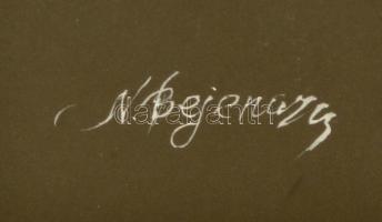 Natalia Bejenaru (1951-): Női akt háttal. Tempera, papír, jelzett, üvegezett keretben, 38×27 cm