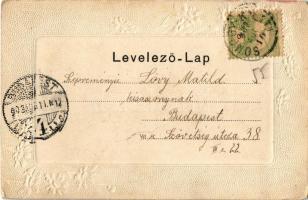 1906 Siófok, Vasúti híd és a Sió folyó. Schwarcz Bernát kiadása. Art Nouveau, Emb. floral keret (fl)