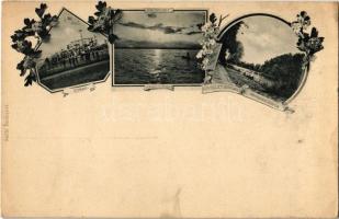 Siófok, Corso (korzó), napnyugta, Sió csatorna Kiadja Szále. Art Nouveau, floral (ragasztónyom / glue marks)