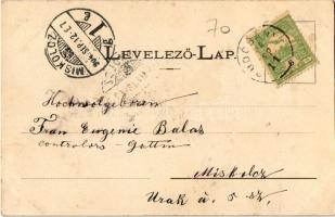 1904 Rudabánya, Rudóbánya; látkép, téli utcakép, Vasércbánya, bányatelep. Art Nouveau, floral