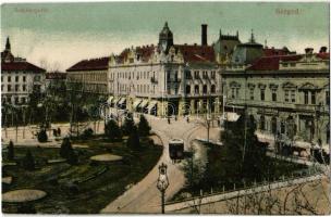 Szeged, Széchenyi tér, lóvasút, Engelsmann Ádám üzlete (vágott / cut)