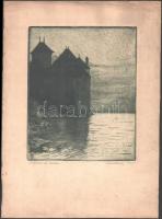 Páris Erzsébet, (1887-?): Château de Chillon. Rézkarc, papír, jelzett, 24×19 cm