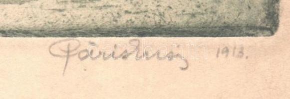 Páris Erzsébet, (1887-?): Château de Chillon. Rézkarc, papír, jelzett, 24×19 cm