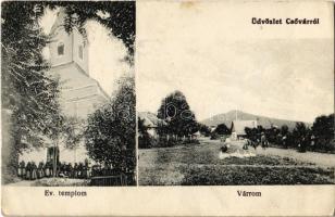 Csővár, Evangélikus templom, várrom (ázott sarok / wet corner)