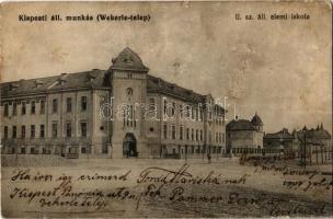 1914 Budapest XIX. Kispest, Állami munkás telep (Wekerletelep), II. sz. állami elemi iskola. Major Sándor kiadása (fl)